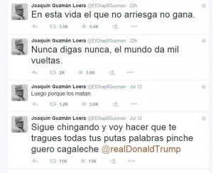 El Chapo amenaza a Donald Trump. Foto: Twitter