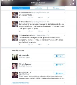 Publicación hecha en el perfil de 'El Chapo'. Foto: Especial